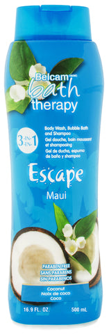 Belcam Bath Therapy Escape 3-in-1 Body Wash, Bubble Bath and Shampoo Maui Coconut 500 mL/16.9 fl oz